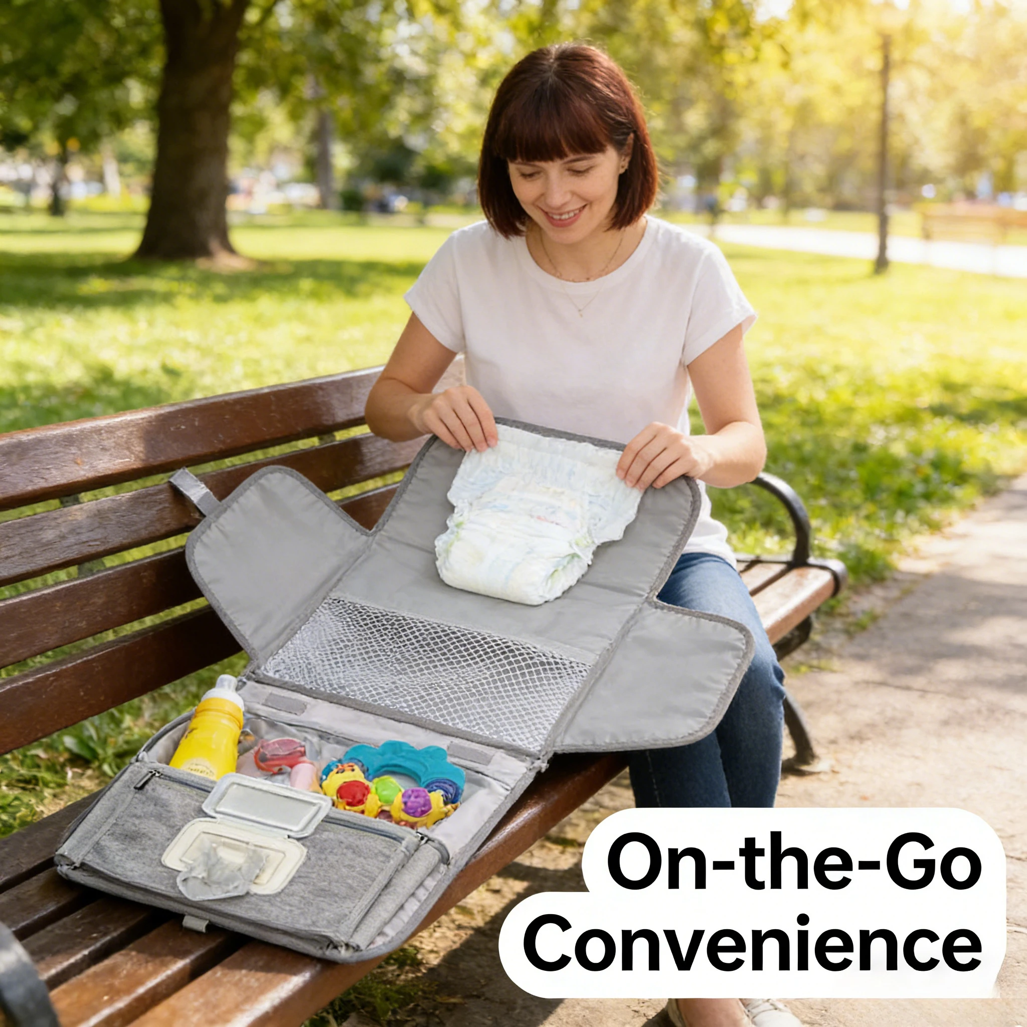 

Утолщенный водонепроницаемый коврик для пеленания, складной подвесной коврик для подгузников с сумкой для хранения для новых родителей