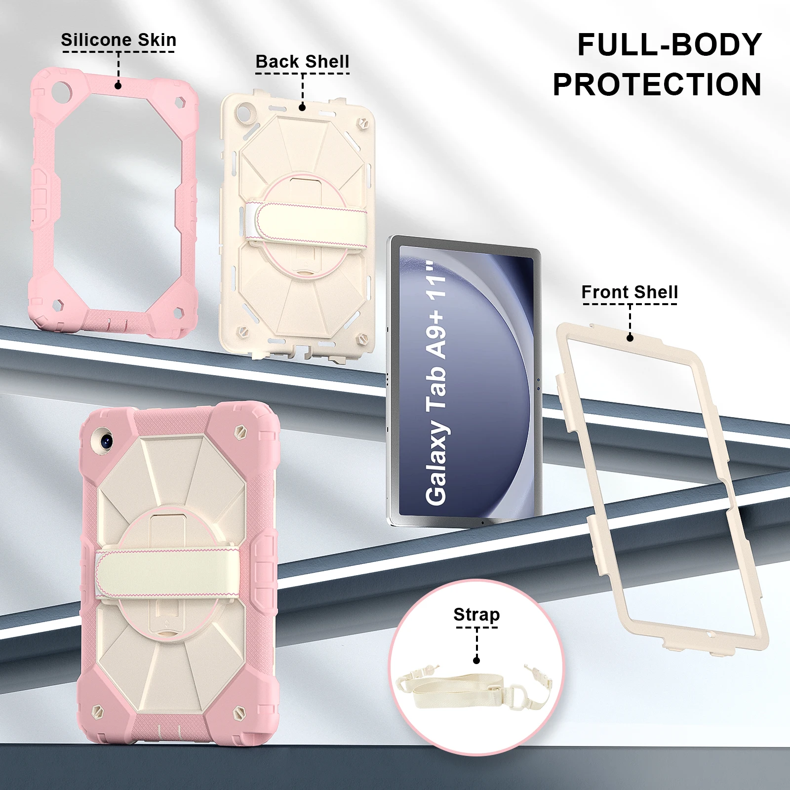 Kickstand Shockproof Case For Samsung Galaxy Tab A7 Lite A9 8.7 Plus 11 inch Kids With Lanyard Tablets Cover