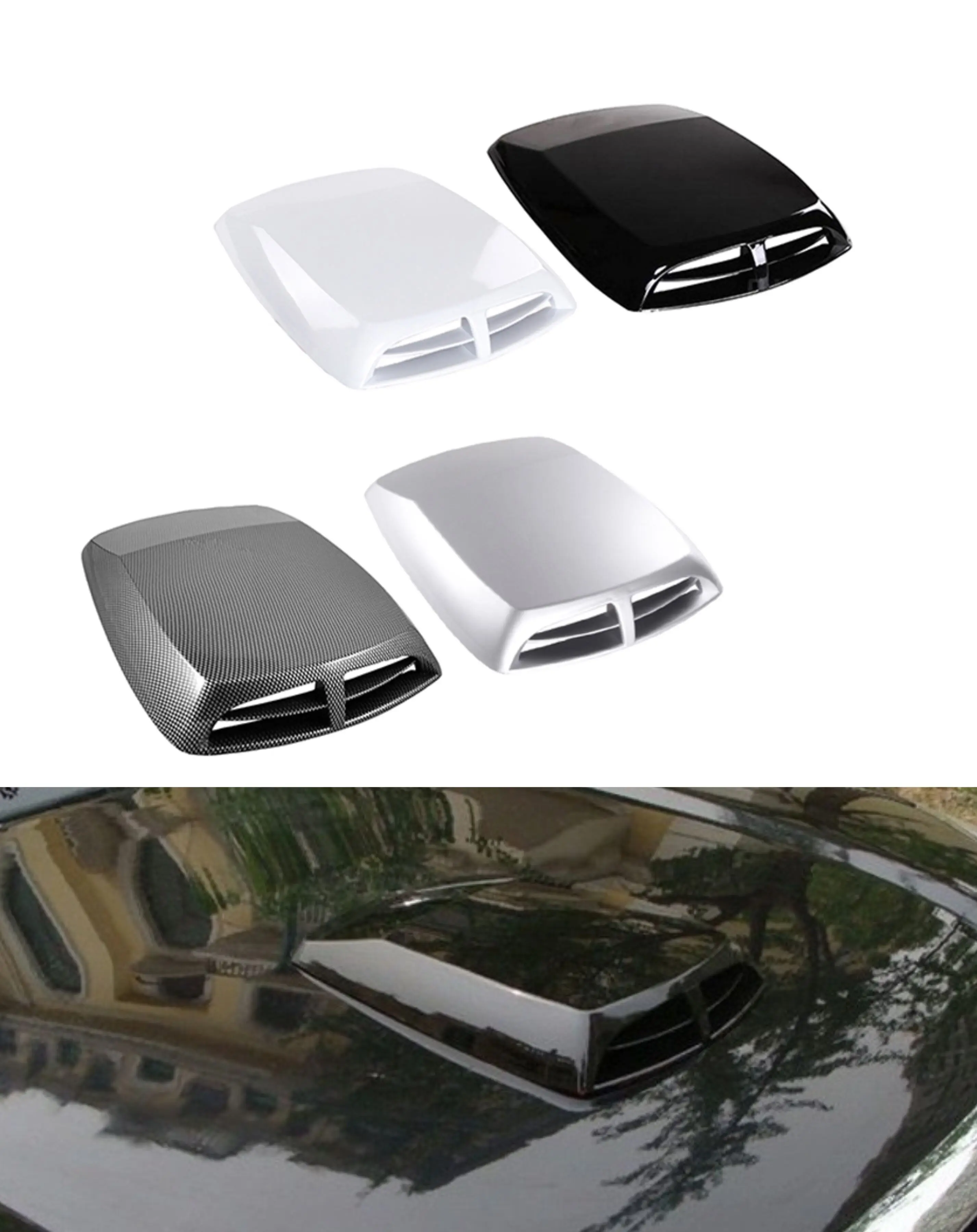 Universal Car Engine Hood Scoop Air Flow Intake Vent Cover ABS Front Engine Hood Cover Decoration  33*25cm Bonnet Hood Scoop
