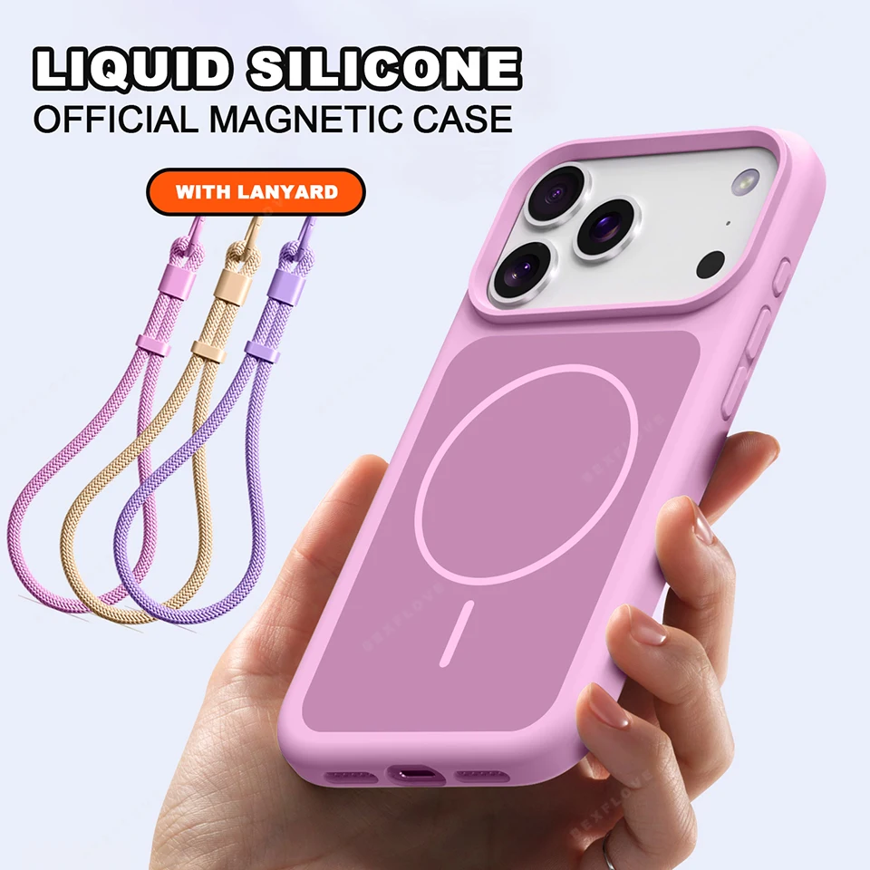 New Liquid Magnetic Wrist Strap Phone Case For iPhone 14 15 