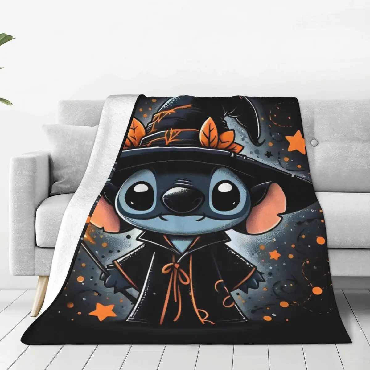 

Плюшевое одеяло Stitch на Хэллоуин для детей и взрослых, фланелевое одеяло для спальни, мягкое покрывало на заказ, подарок на день рождения