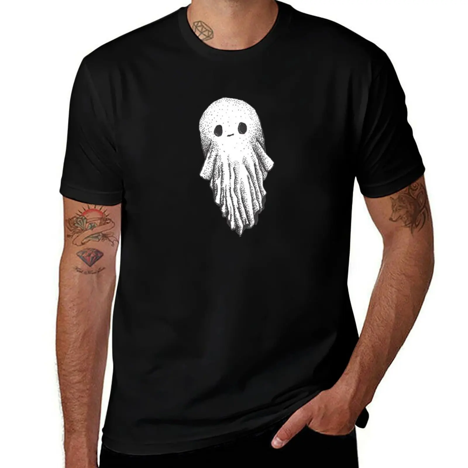 Friendly Ghost T-Shirt Plus Size Summer Short Sleeve T-Shirt
