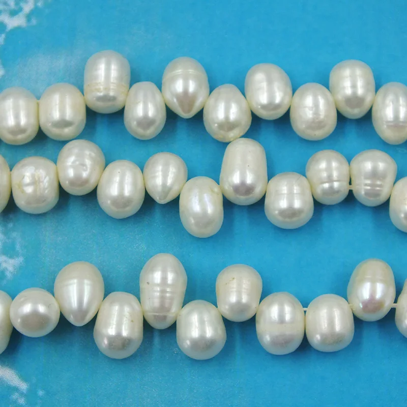 

3shares 8-9MM AAA white water droplets shape dance Pearl Loose Beads 15"