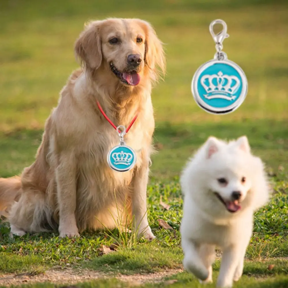

Dog Cat Tags Crown Pet ID Name Tag Personalized Zinc Alloy Dog Collar Pendant Loss Prevention Dog Hanging Tag For Cats Dogs