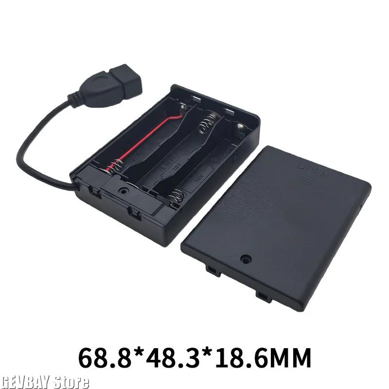20Pcs 3XAA Battery Case with Cover - Switch Connected to USB Female Socket Holder