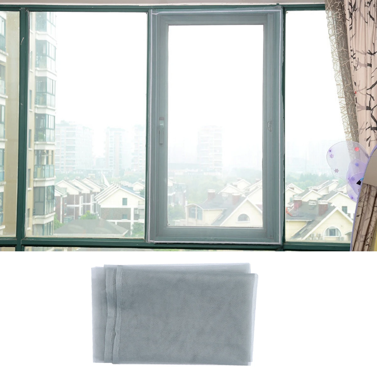

Self Adhesive Invisible Window Screen Mesh Bug Proof Strong Polyester Home Office Replacement Diy Grey Size Included Screen