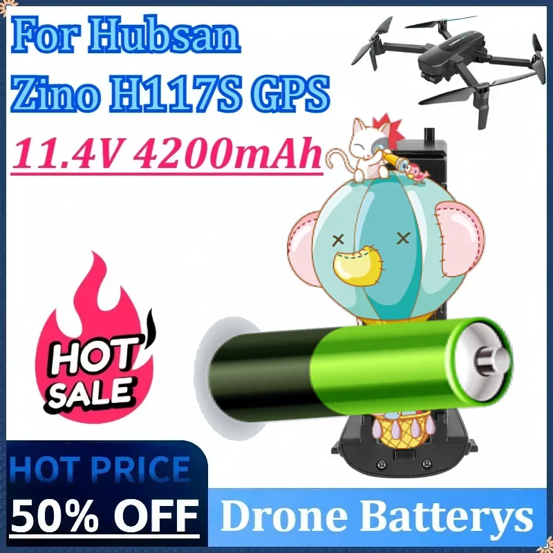 

11.4V 4200mAh Lithium Drone Batterys for Hubsan Zino H117S GPS Brushless Quadcopter Accessories Rechargeable Battery Black