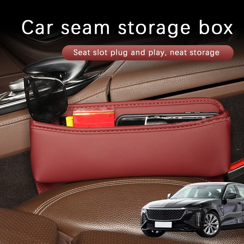 Car Seat Gap Storage Box Driver Front Auto Seat Gap Filler Organizer Wallet Keys Card Storage Box For Cadillac CT6