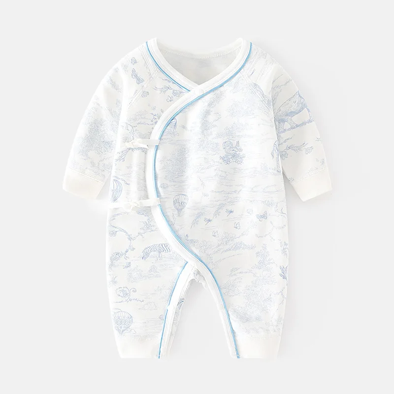 Newborn Jumpsuit Autumn and Winter Pure Cotton Baby Printed Boneless Clothes Newborn Gown Baby Spring and Autumn Romper