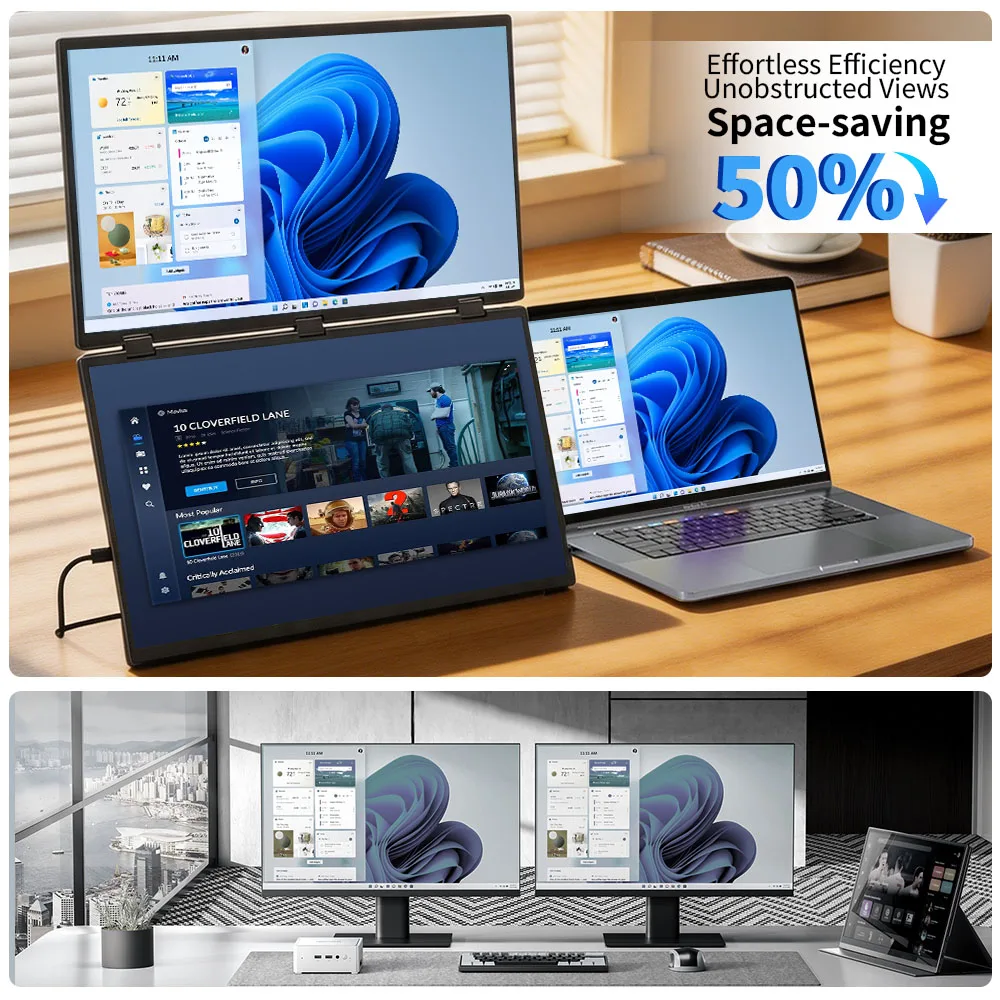 15.6 Inch 1080P Dual-screen Portable Monitor IPS HDR 100%SRGB Compatible with Tiptop PS4/5 Swicth Xbox