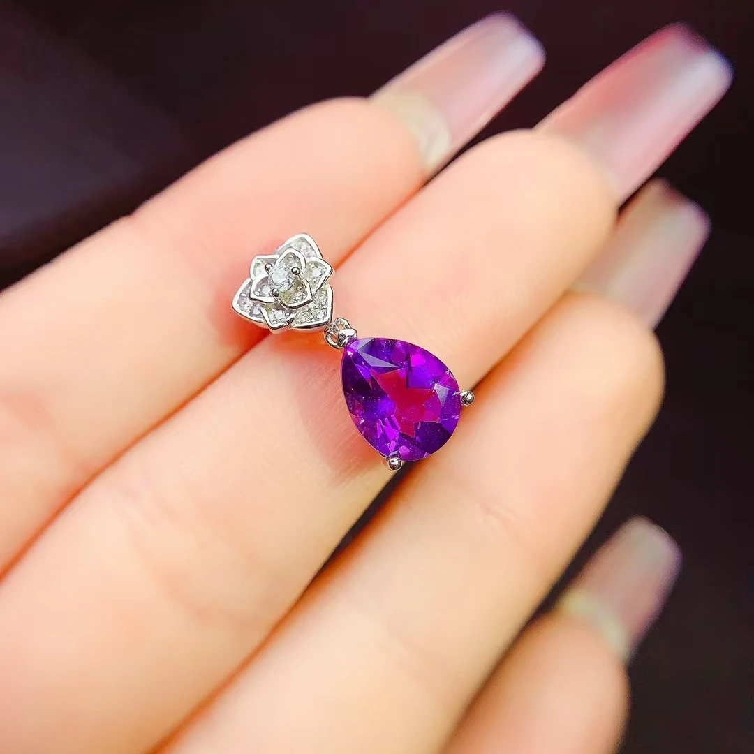 

KJJEAXCMY Women's Pendant| New Natural Amethyst silver plated , high clarity Full of brilliance dazzling and eye-catching
