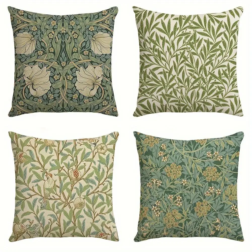 

1pcs 45cm Retro Floral Plant Print Cushion Pillow Cover Vintage Decorative Throw Pillow Case for Sofa Bed Home Decor Pillowcase
