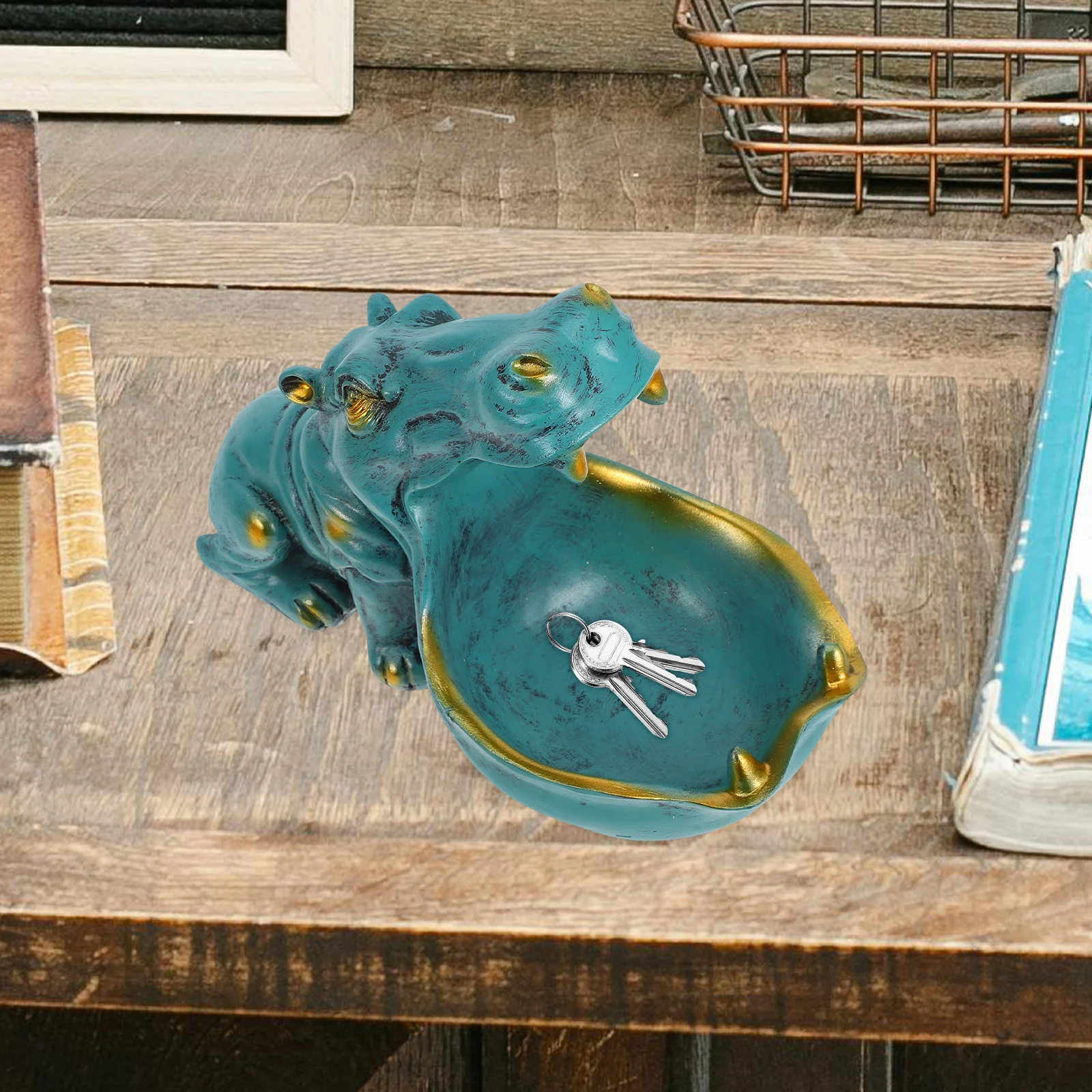 

Resin Ornaments Hippopotamus Statue Candy Bowl Key Holder Desk Dish Home Decor Animal Candy Dish Unique Home Decor