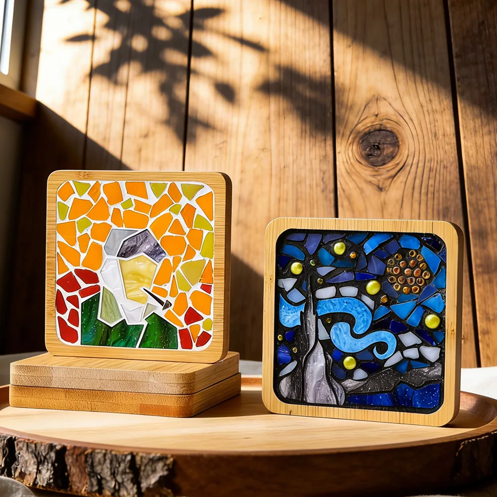 World Renowned Painting Series Artworks, Mosaic Coaster DIY Handmade Material Packaging