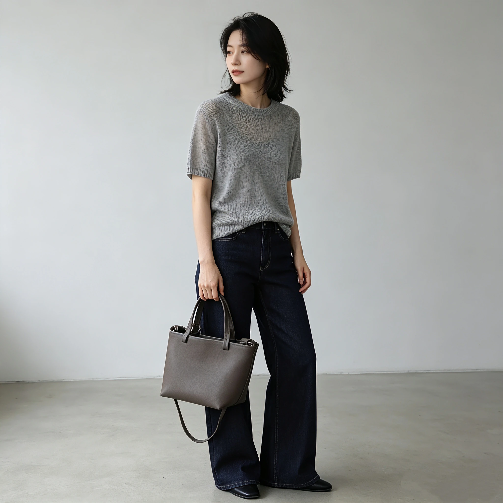 Minimalist Genuine Full-Grain Leather Women's Handbag, Full-Grain Leather Crossbody Mini Tote Bag, Fashion Versatile Tote Bag