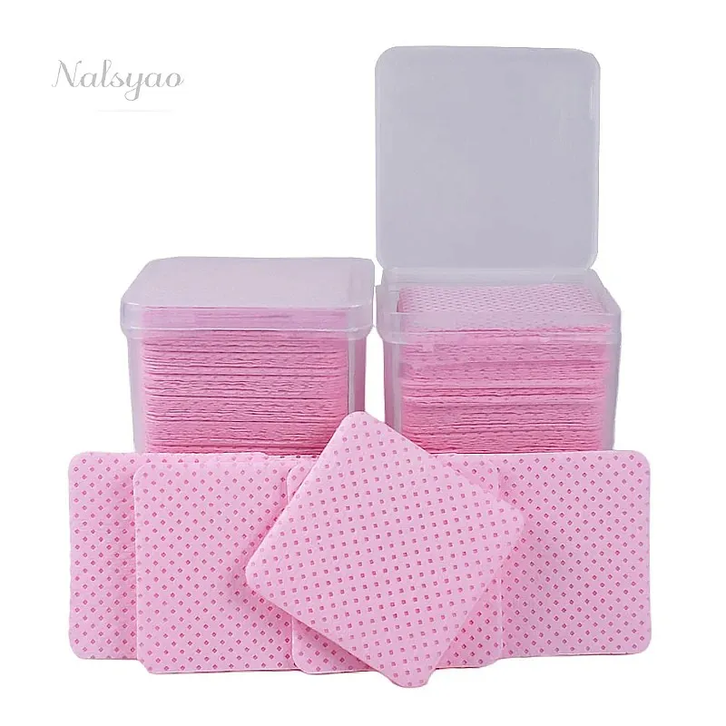 200PCS Disposable Cotton Pad Wipes Nail Polish Remover Eyelash Glue Cleaner Lint-Free Paper Pad Manicure Cleaning Supplies Box