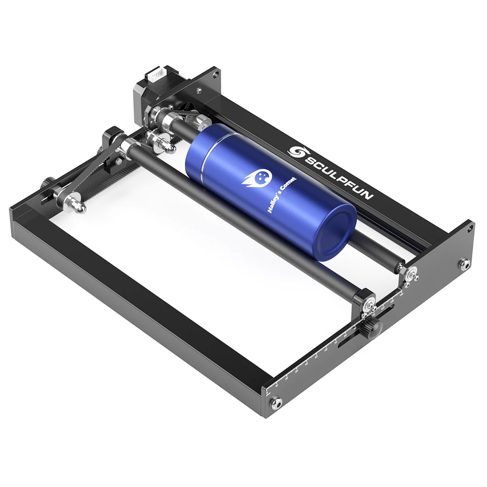 Sculpfun Laser Rotary Roller Lasergraveermachine Y-as Rotatie met 360° ° Roterend voor lasergraveren van cilindrische objecten zoals blikken, beschikbare graveerruimte: cilinderdiameter 6-150 mm,