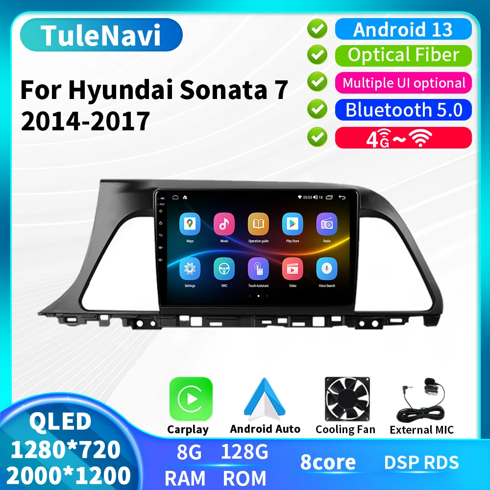 T7plus Android Auto Radio For Hyundai Sonata 9 2017 2016 2015 2014 Car Multimedia Stereo Player Carplay System GPS Navigation HU