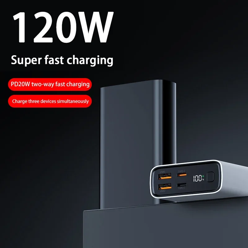 Oneplus 100000mah شحن سريع 120 واط قوة البنك سعة كبيرة المدمجة والمحمولة بطارية خارجية للهاتف المحمول آيفون سامسونج