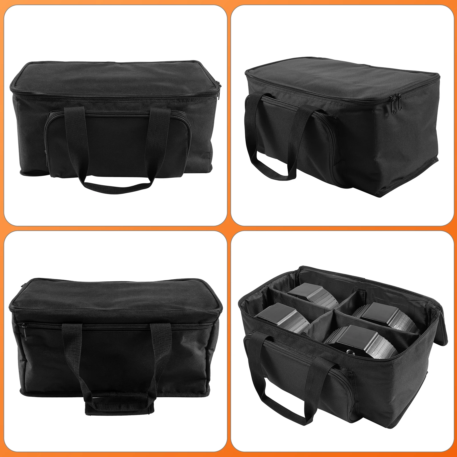 Yiflamefly 600D Waterproof PVC+210D Lining Par Light Bag Stage Light Bag With Divider&Accessory Pocket For 4Pcs 18X18X10CM Light