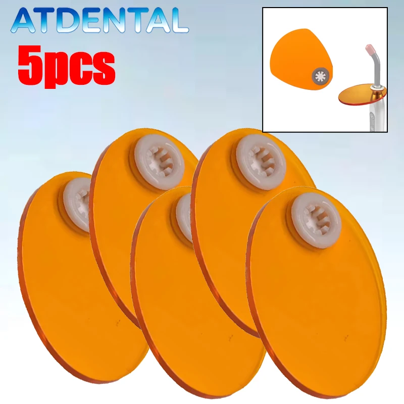 5pcs Dental Curing Lamp Orange Shield Plate, Light Filter Shade Board for LED Curing Light Hood Accessories