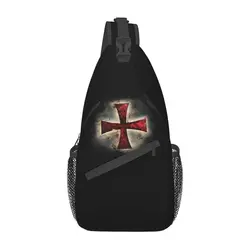 Customized Knights Templars Cross Medieval Sling Bags Men Fashion Shoulder Chest Crossbody Backpack Travel Hiking Daypack