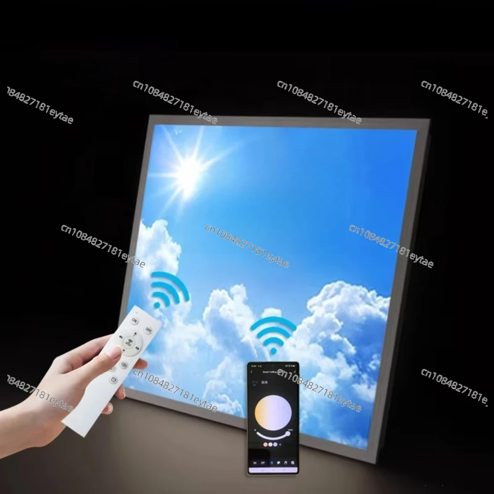 Panel de Luz LED Personalizado con Diseño de Cielo Azul, Luz de Techo Integrada de 40W con Diseño de Nubes Blancas para Efecto Ventana (30x120cm/60x60cm)