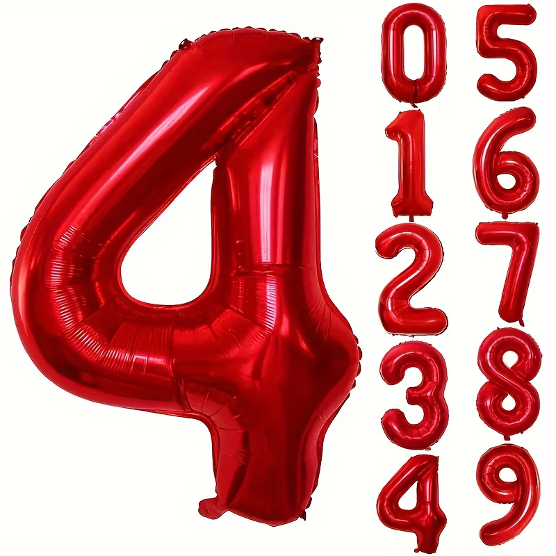 32 INCH Rood Aantal Folie Ballonnen voor Verjaardag Jubileum Party Decor, Grote Familie Viering Foto Achtergrond Decoratie Set