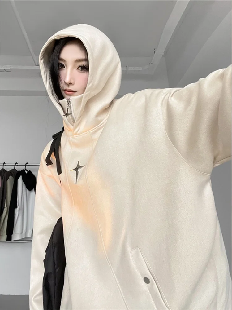 

Men's Zip-Up Hoodie Leather Velvet Long Sve Hooded Jaet Casual Vintage Brand Streetwear Autumn New Arrival