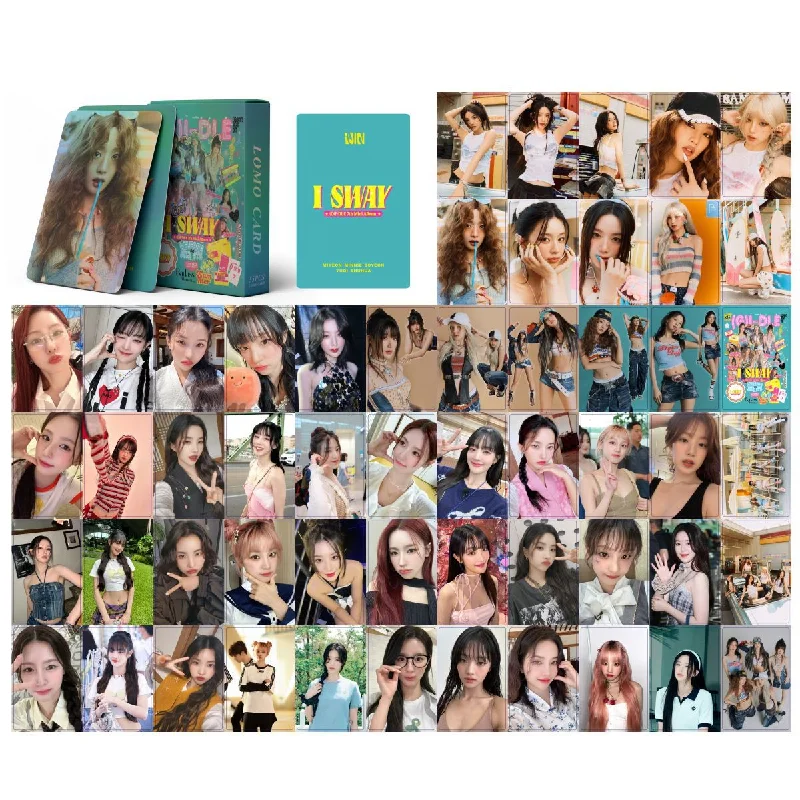 Tarjetas fotográficas láser de I-DLE I SWAY Lomo, tarjetas impresas HD, regalo para Fans, Kpop Idol (G), MiYeon, Minnie, YuQi, ShuHua, 55 unidades por juego