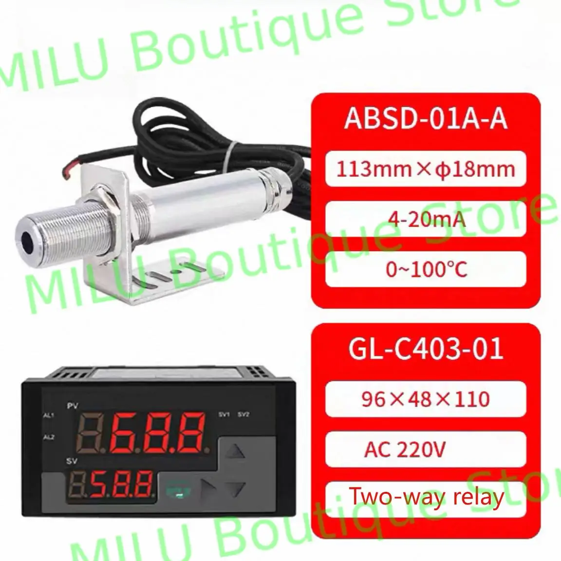 الصناعية عدم الاتصال على الانترنت الأشعة تحت الحمراء كاشف الحرارة التحقيق ارتفاع درجة الحرارة الأشعة تحت الحمراء جهاز إرسال مُستشعر درجة الحرارة 4-20ma #6