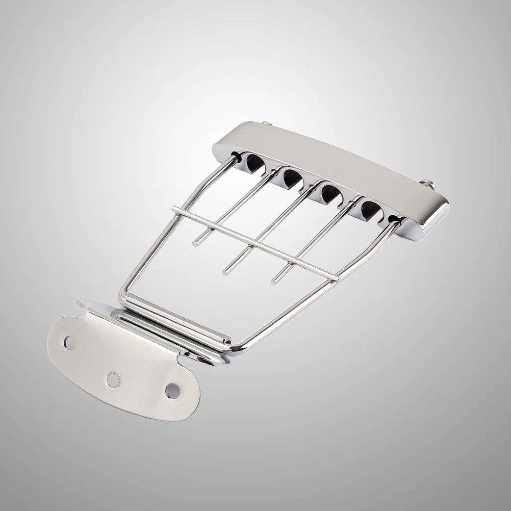 

Plated 4 String Trapeze Tailpiece Adjustable Guitar Tailpiec Bridge with Screws for Archtop Guitar 15mm Spacing