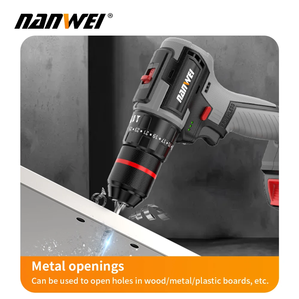 21V Brushless Electric Wrench Lithium Nanwei  Impact  Electric Drill Pistol Drill Household Electric Drill Automotive Repair