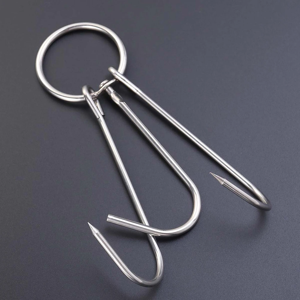 

6Pcs Stainless Steel Double Meat Hooks 3.5cm Diameter 24.5cm Length Rust-Proof Roast Hook for Bbq Hanging Drying Smoking