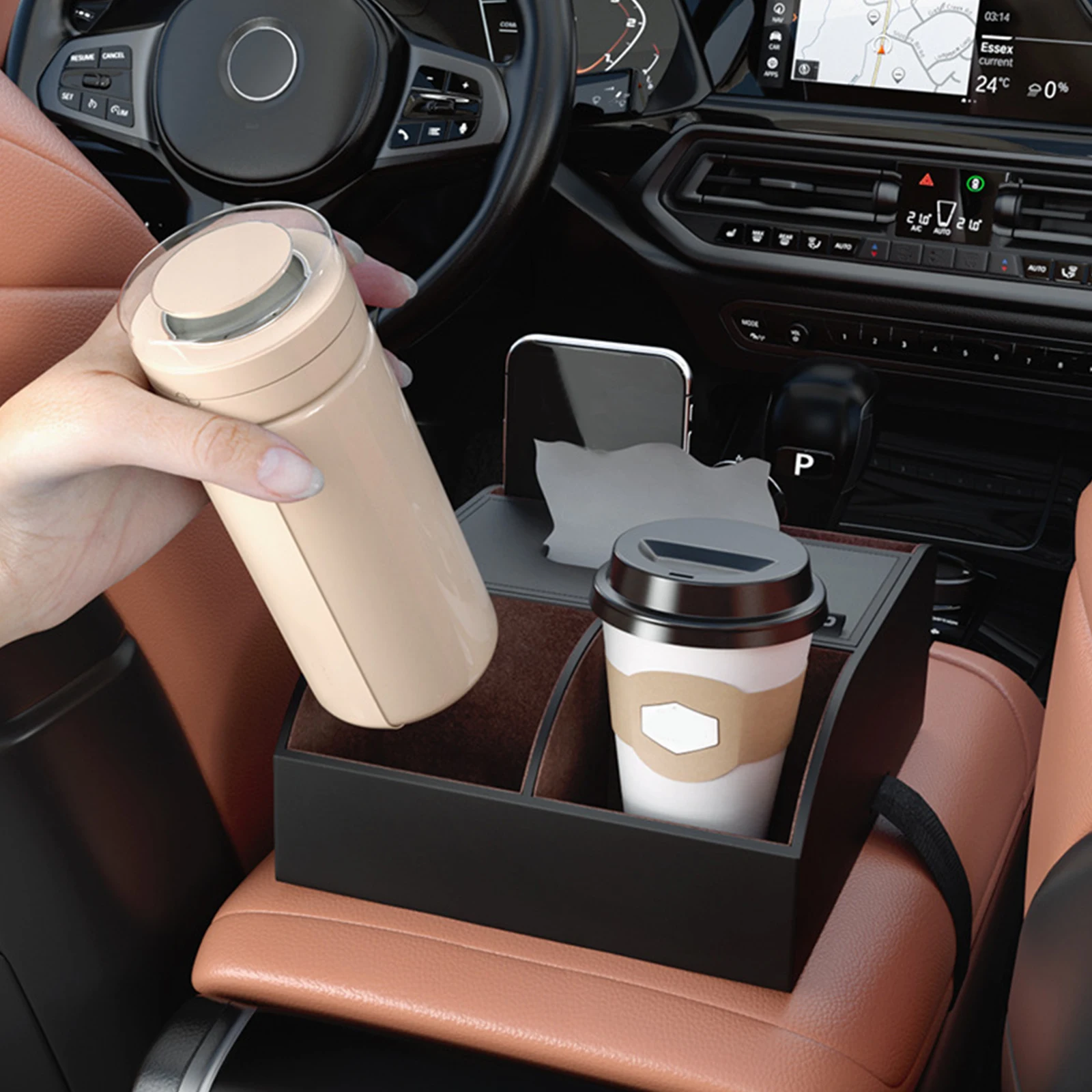 

Car Storage Box Armrest Organizers Multi-function Stowing Tidying For Phone Tissue Cup Drink Holder Car Interior Accessories