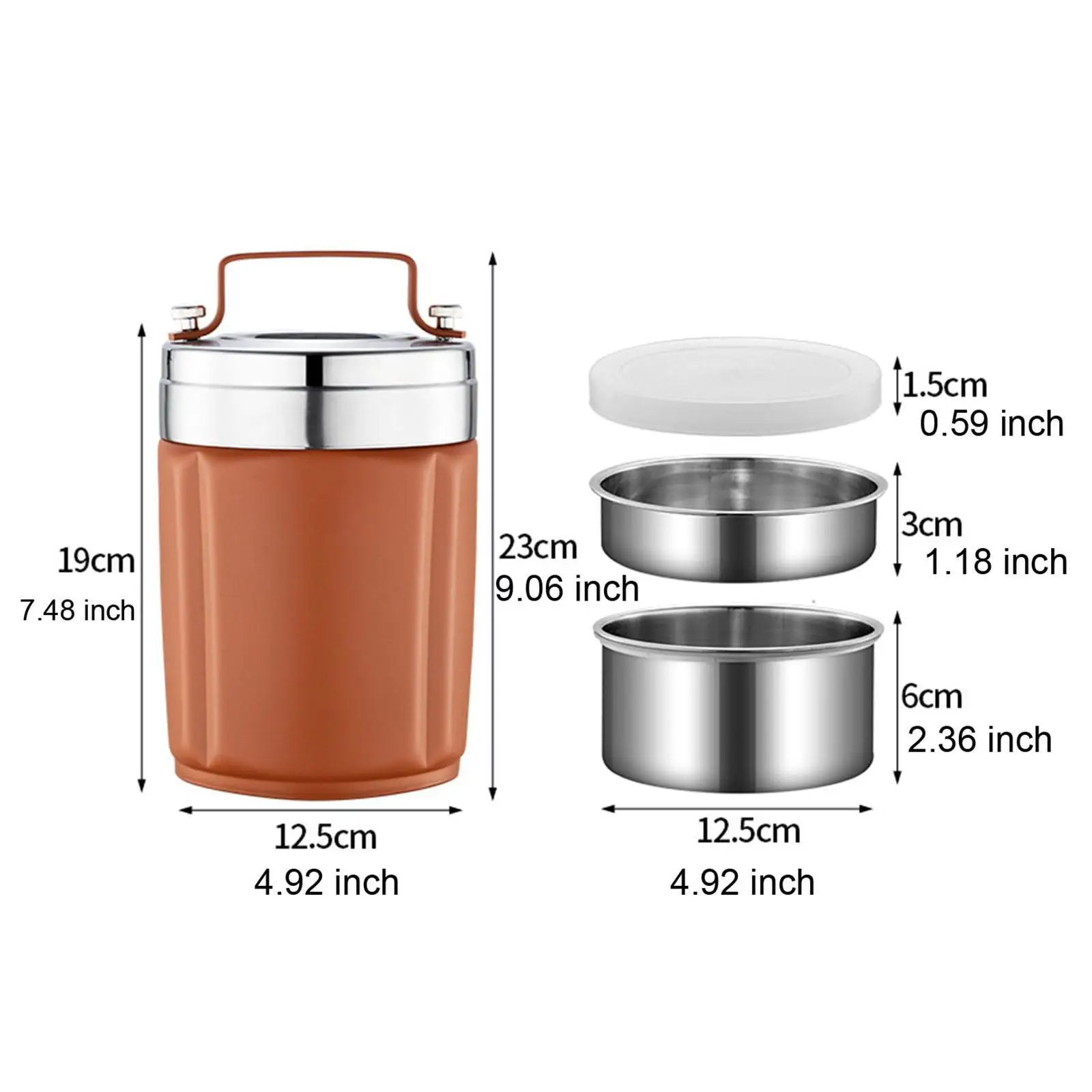 Stainless Steel Lunch Box 1.9L Large Capacity Insulated Lunch Case Portable Food Container for Kids Adults Picnic Work Home