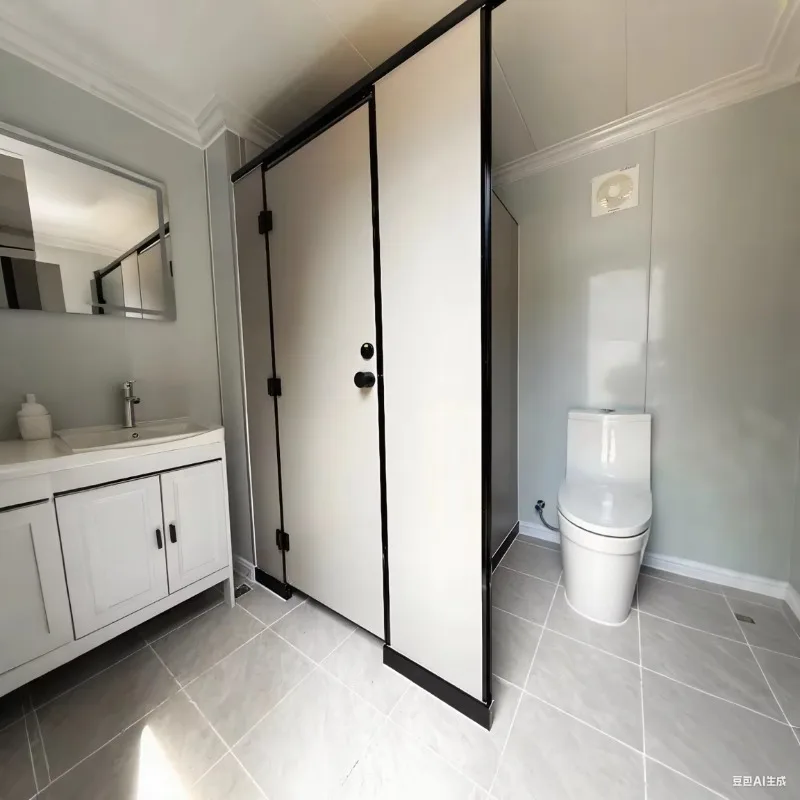 Inodoro móvil portátil de diseño moderno de 40 pies, casa de contenedor de baño prefabricada para uso público para aplicaciones en el baño