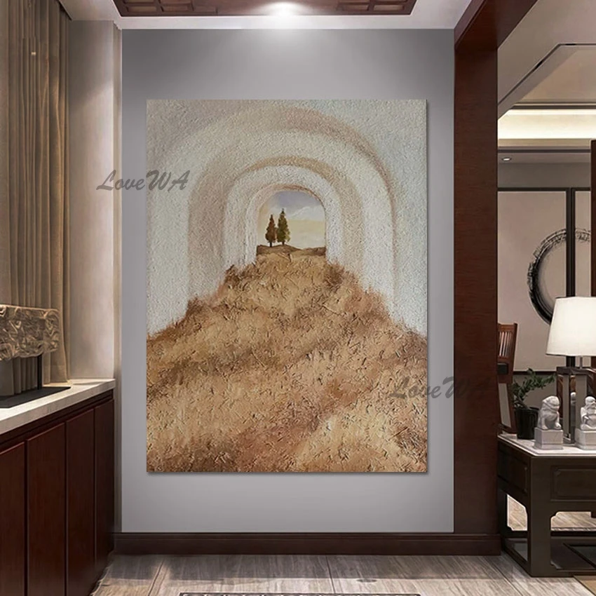 Natural Scenery Art Painting Entrance Of Tunnel Hand Painting Decor Artwork Large Size Unframed 3D Landscape Abstract Drawing