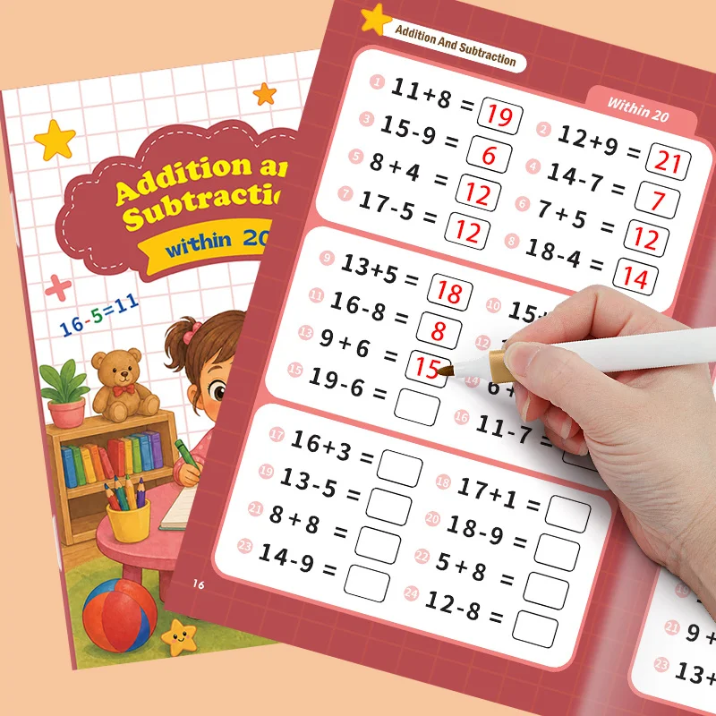 Learning & Education, A Math Workbook for Addition and Subtraction Within 20, Math Operation Enlightenment Homework Book
