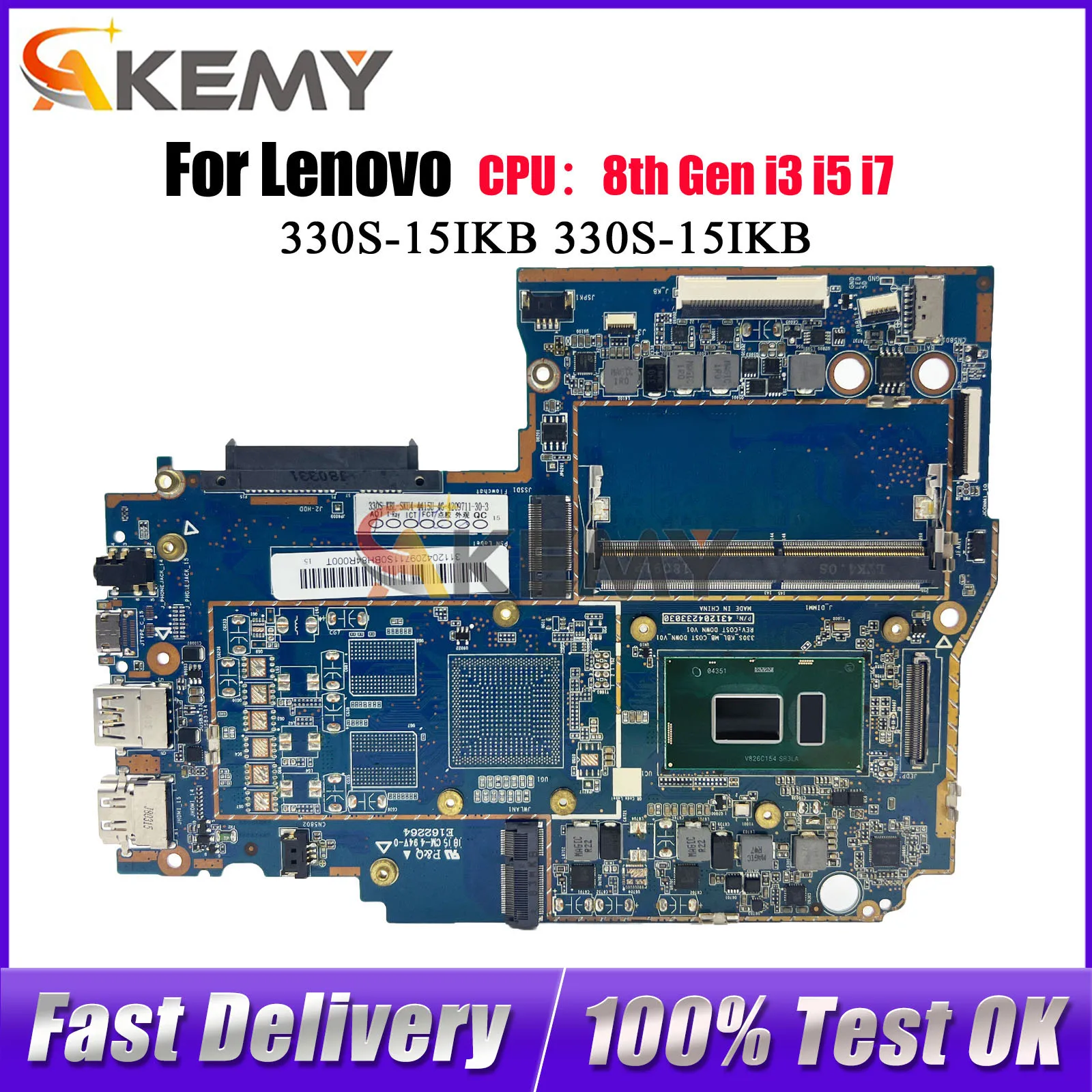 

Материнская плата для ноутбука Lenovo Ideapad 330S-15IKB 330S-15IKB с 4 ГБ ОЗУ I3 I5 I7 CPU UMA 100% полностью протестирована