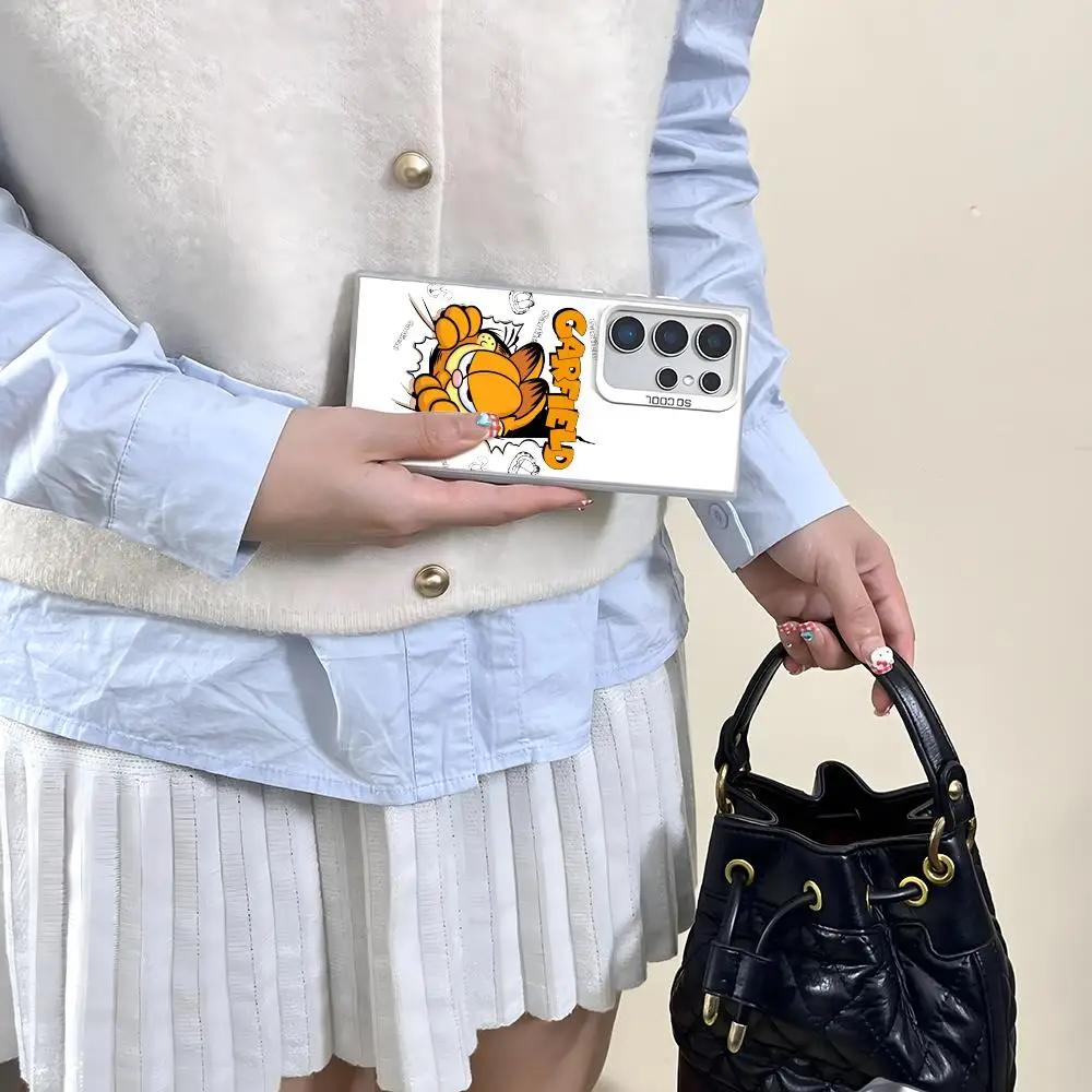 Etui na telefon G-Garfields Anime, urocze, silikonowe, srebrne, do Samsung Galaxy S25 Edge S24 S23 S22 S21 S20 Ultra Funda