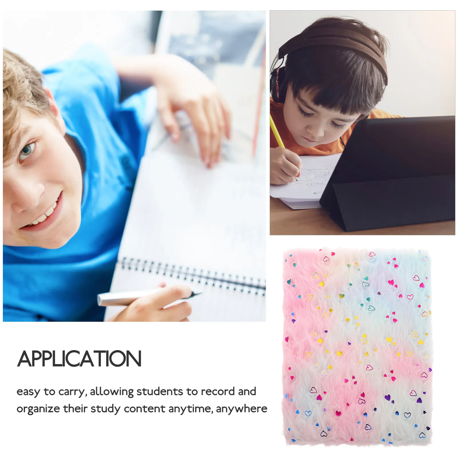Cute Notebook for Students Soft Cover Diary Multi-Use Journal for Writing Planning Adorable Heart Pattern Small Journal Book