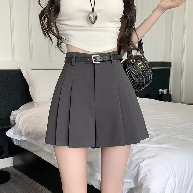 Premium Gefühl Anzug Casual Shorts Frauen Neue Frühling Sommer Gefaltete Hosen Rock Retro Lose Breite Bein A-linie Röcke Hosen C59