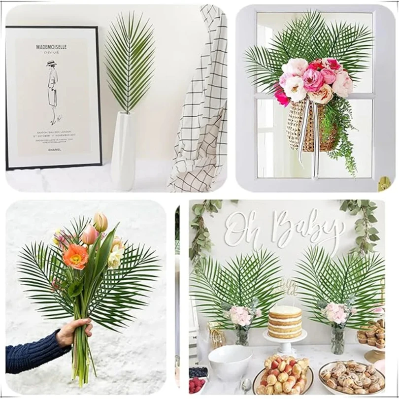 Pianta artificiale da 40 cm, foglie di palma tropicali, decorazione estiva, festa nella giungla hawaiana, decorazione da giardino per matrimoni fai da te, piano artificiale