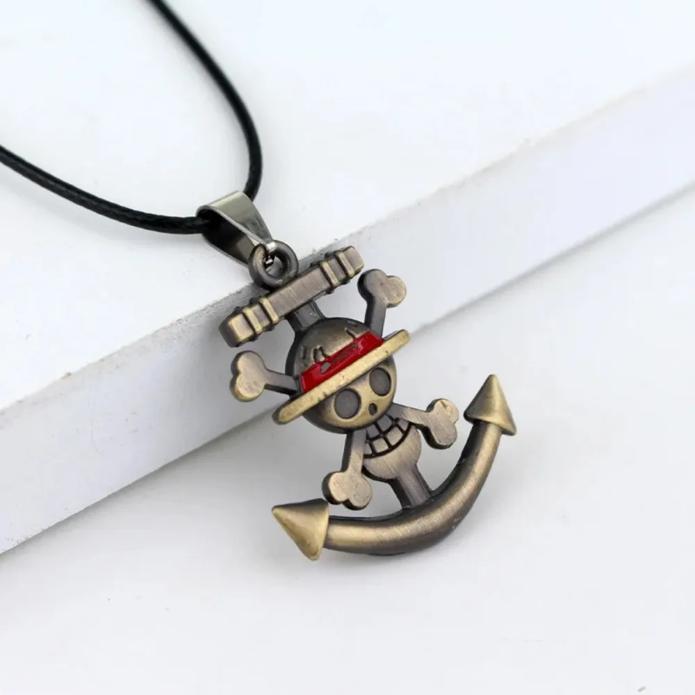 Minimalist Niche Anime Skull Necklace Personalized Anchor Pendant Necklace Men's Gothic Punk Style Trendy Birthday Party Jewelry