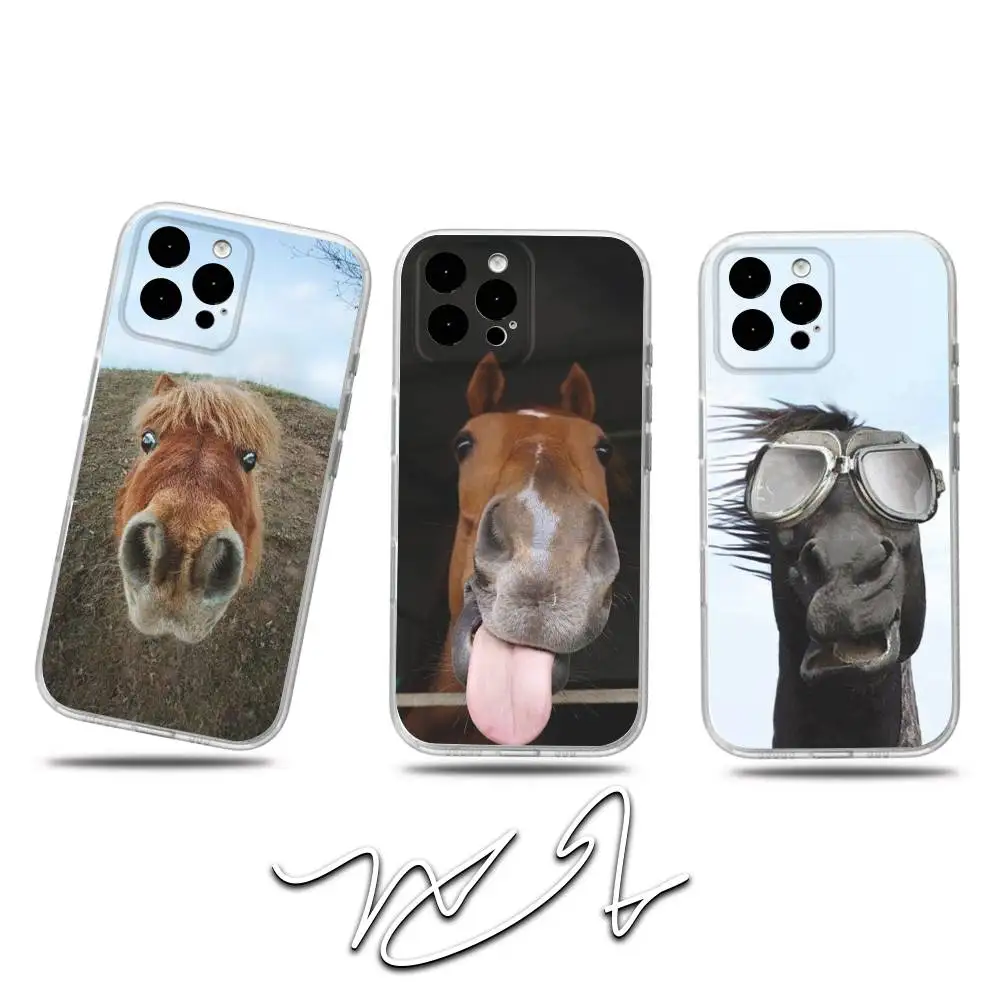 

H-Horse F-FunnyS Horses Phone Case For iPhone 17,16,15,14,13,12,11 Pro,Max,Plus,X,XS,XR,SE4,E Mini Transparent Soft Cover