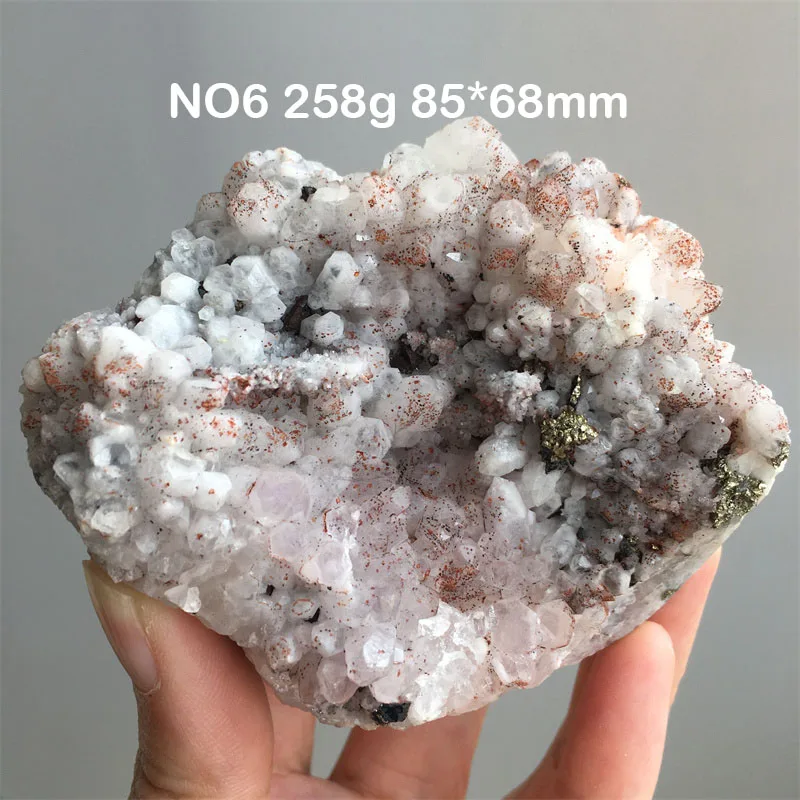 Natural Red Crystal Quartz And Pyrite Symbiotic Mineral Specimen Cluster Raw Stone Reiki Healing Room Feng Decor