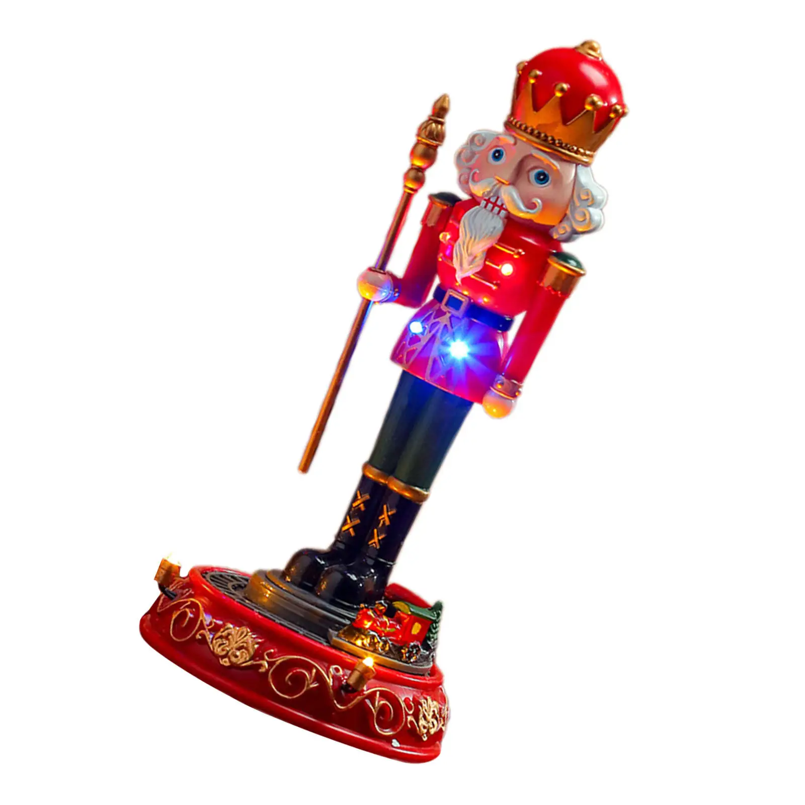 Christmas Nutcracker Soldier Music Box Lighted Rotating Design Traditional Wind Up Musical Ornament Festive Tabletop Holiday