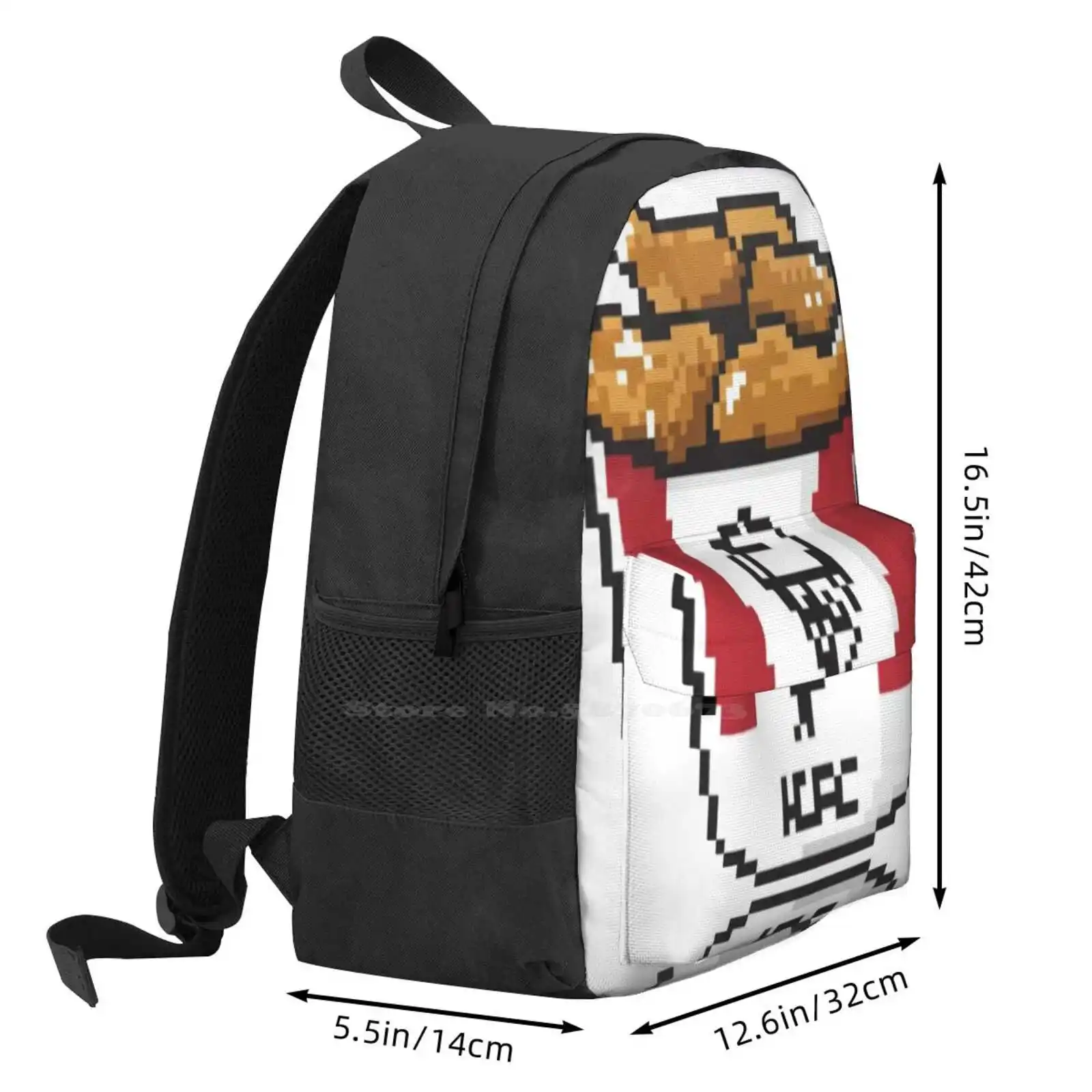 Kfc Bucket Pixel Art New Arrivals Unisex Bags Student Bag Backpack Fried Chicken Fried Chicken Bucket Bucket Of Chicken Chicken