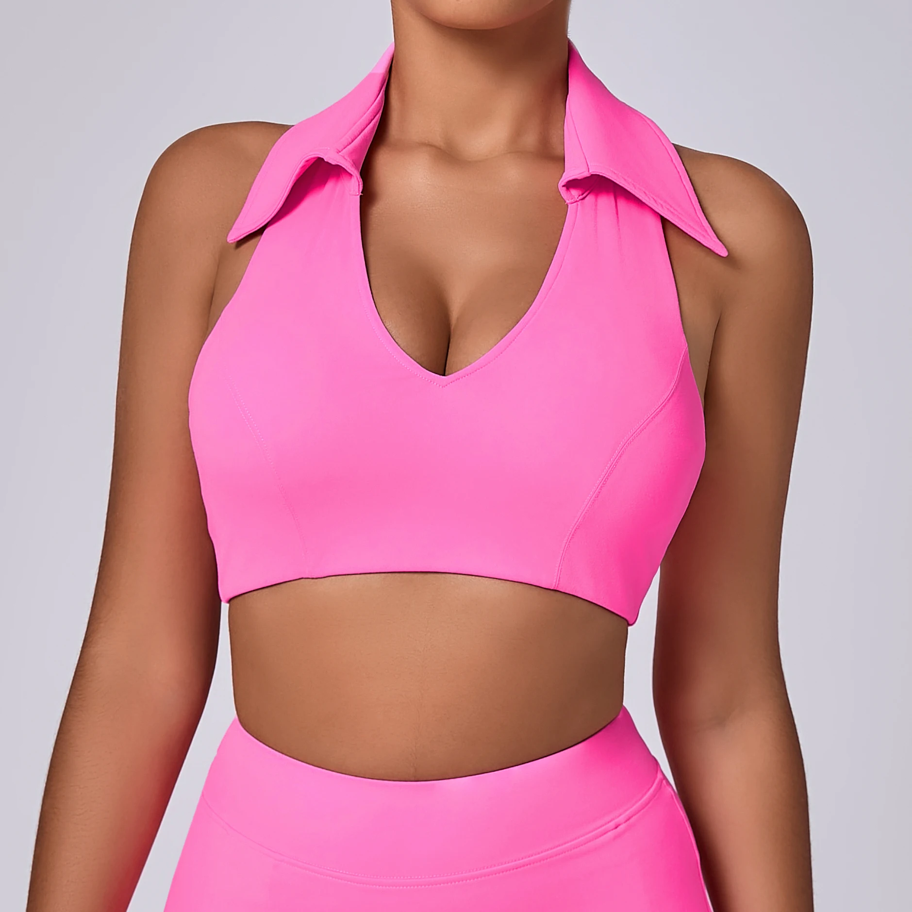 Breathable Sports Underwear Lapel Shockproof Crop Top Anti-sweat Fitness Top Women Yoga Bra Push Up Sport Top Gym Workout Top